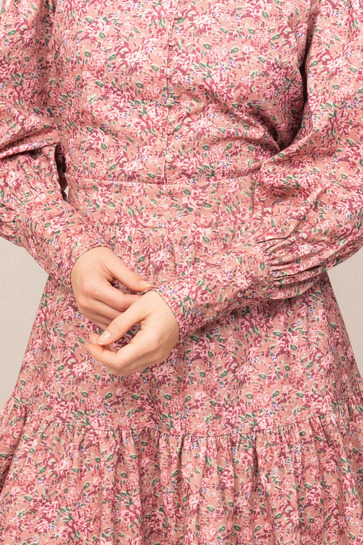 Liv Baby Cord Dress - Pink Flower