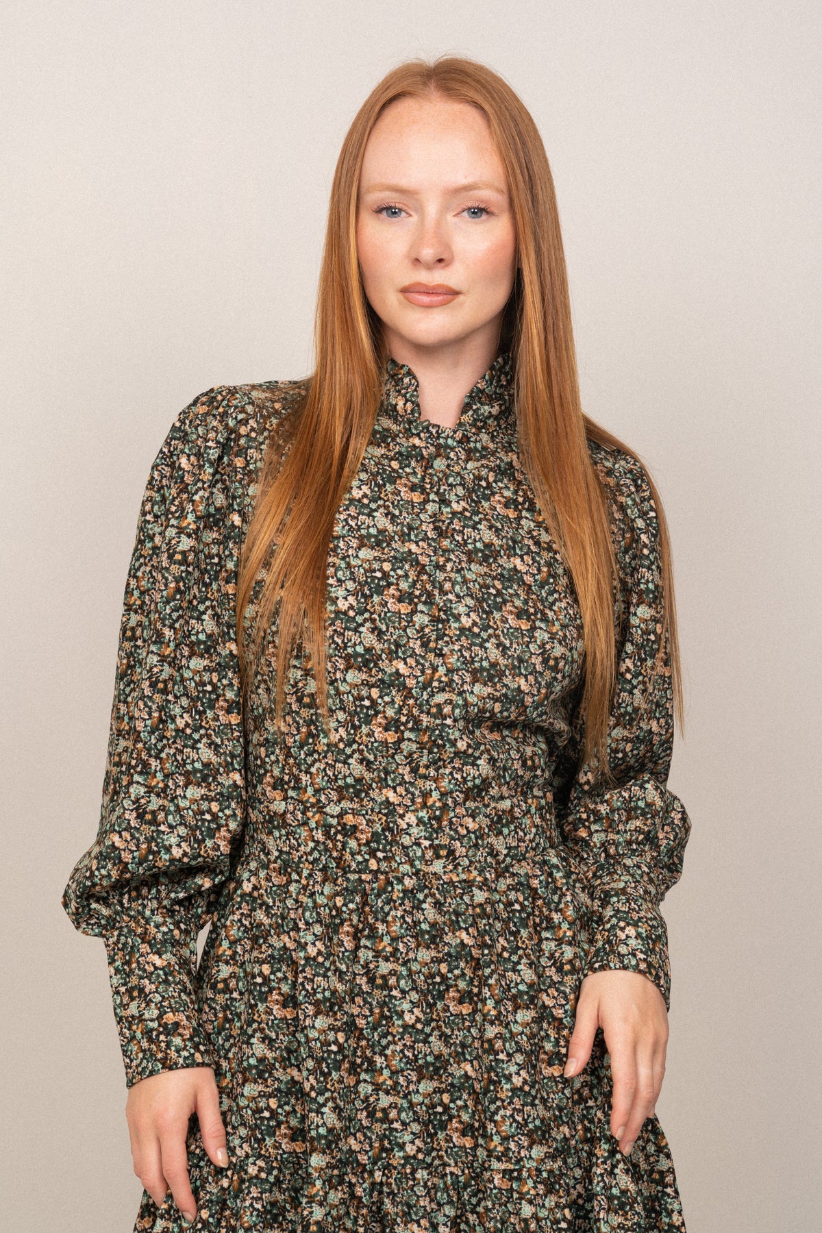 Liv Baby Cord Dress - Green Autumn