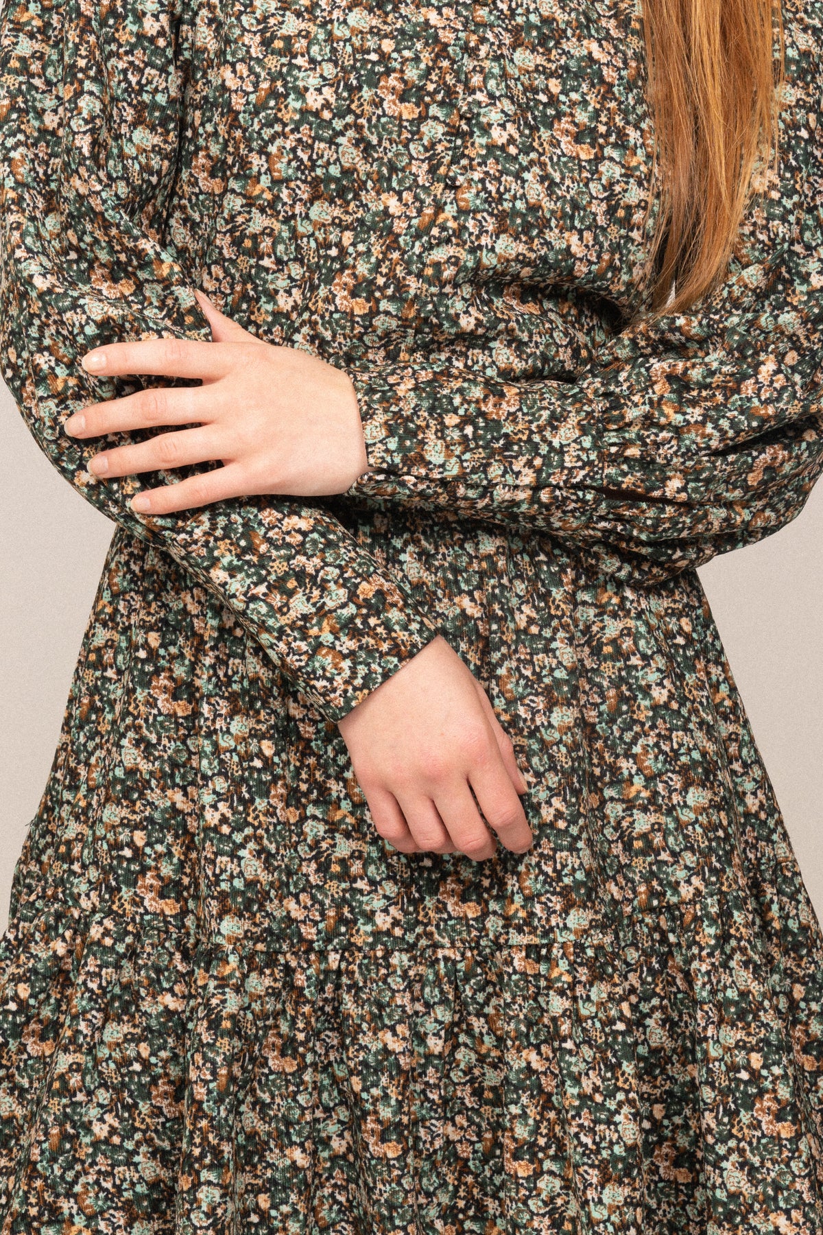 Liv Baby Cord Dress - Green Autumn
