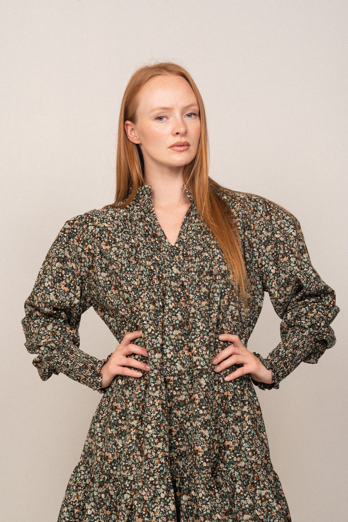 Embla Baby Cord Dress - Green Autumn