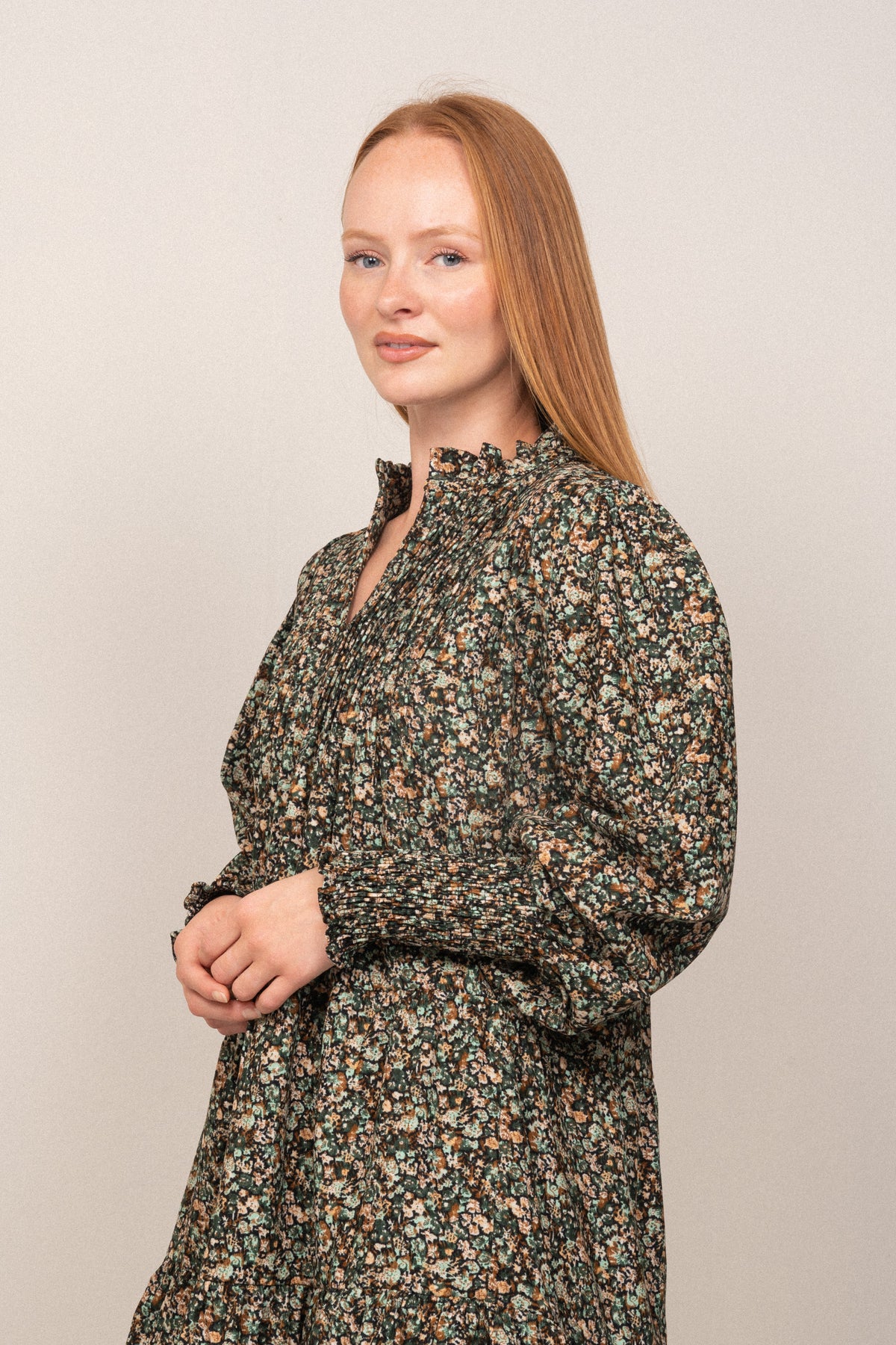 Embla Baby Cord Dress - Green Autumn