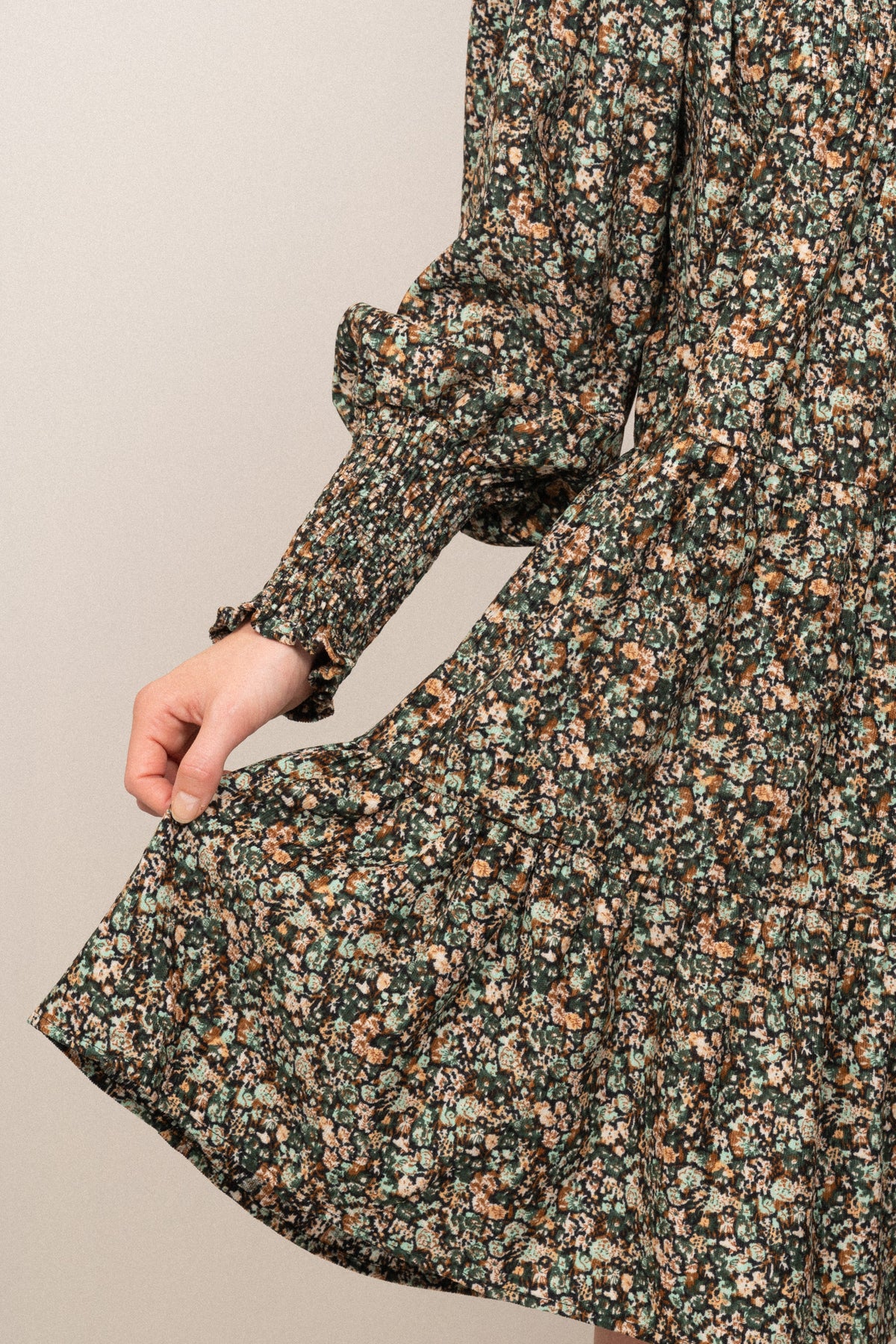 Embla Baby Cord Dress - Green Autumn