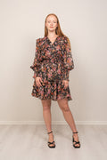 Frøya Short Golden Flower Dress - Black