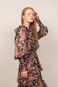 Frøya Short Golden Flower Dress - Black