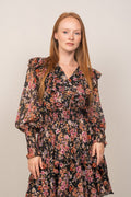 Frøya Short Golden Flower Dress - Black