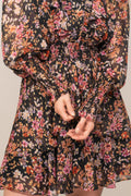 Frøya Short Golden Flower Dress - Black