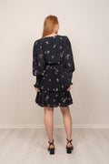Jade Crepe Dress - Navy Small Flower