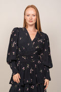 Jade Crepe Dress - Navy Small Flower