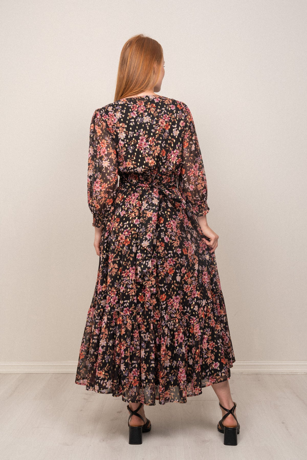 Gyri Golden Flower Dress - Black