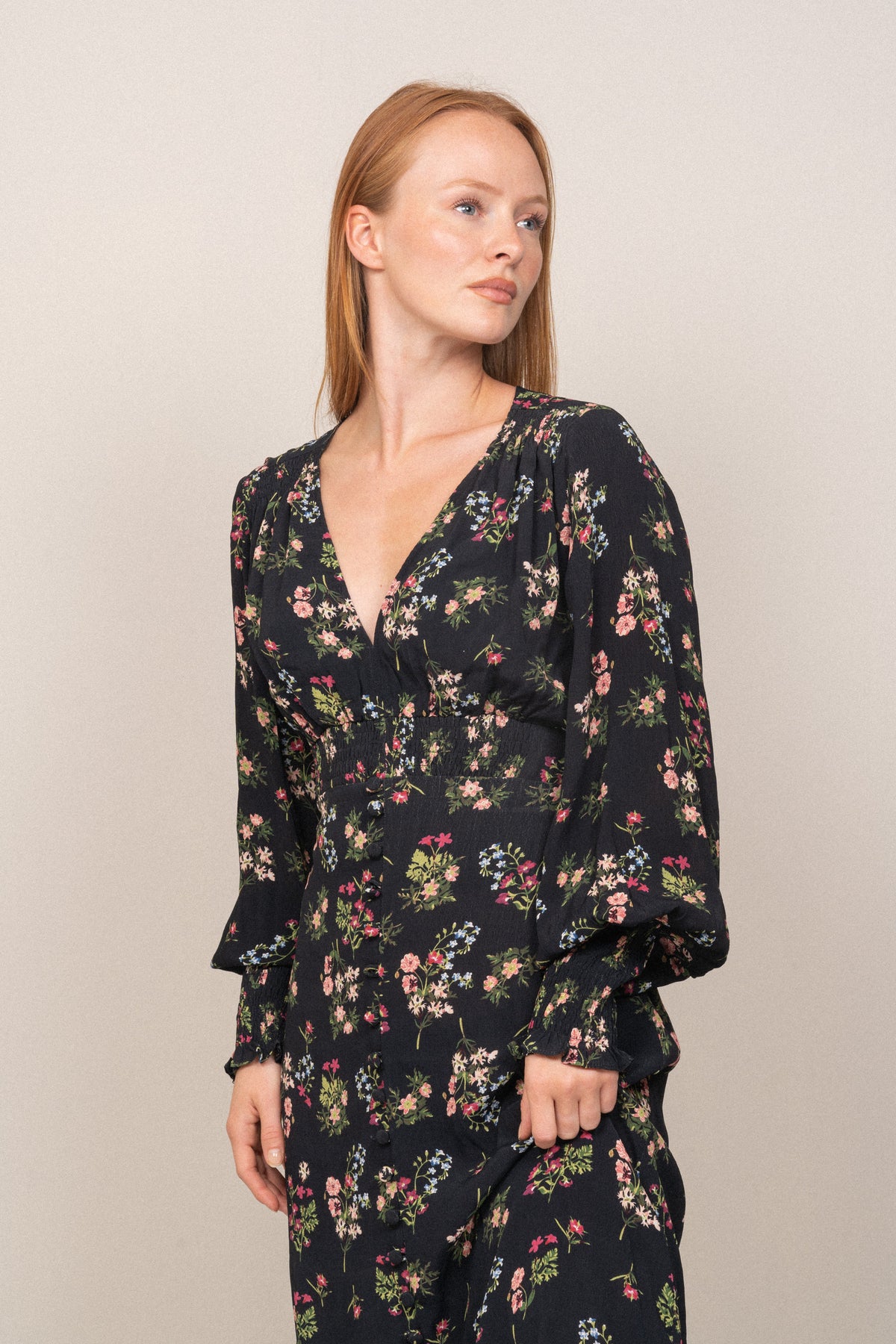 Astrid Crepe Dress - Navy Meadow