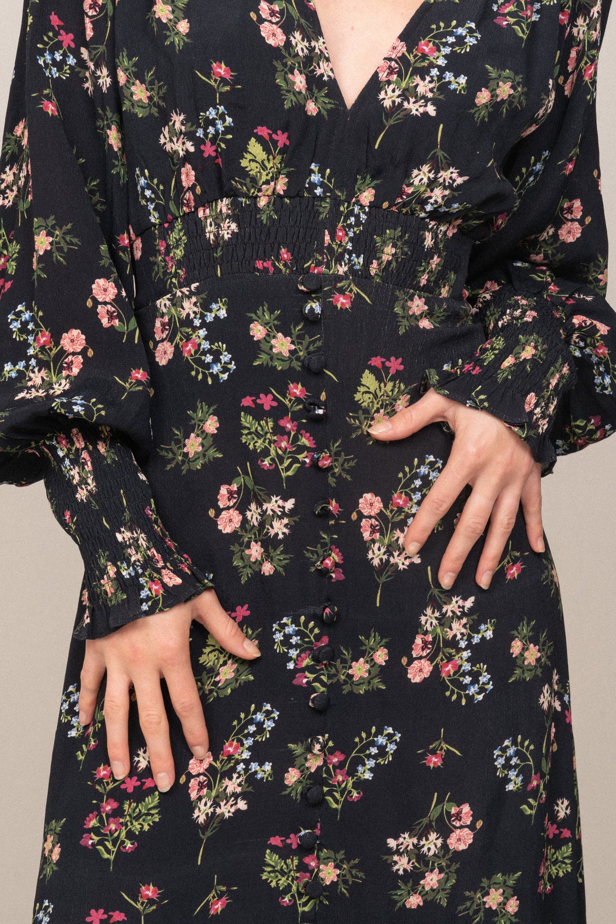 Astrid Crepe Dress - Navy Meadow