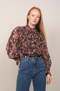 Ynina Golden Flower Blouse - Black