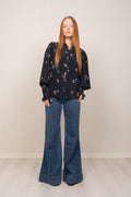 Sibba Crepe Blouse - Navy Small Flower