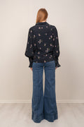 Sibba Crepe Blouse - Navy Small Flower