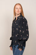 Sibba Crepe Blouse - Navy Small Flower