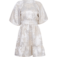 Svanhild Brocade Dress - White Silver