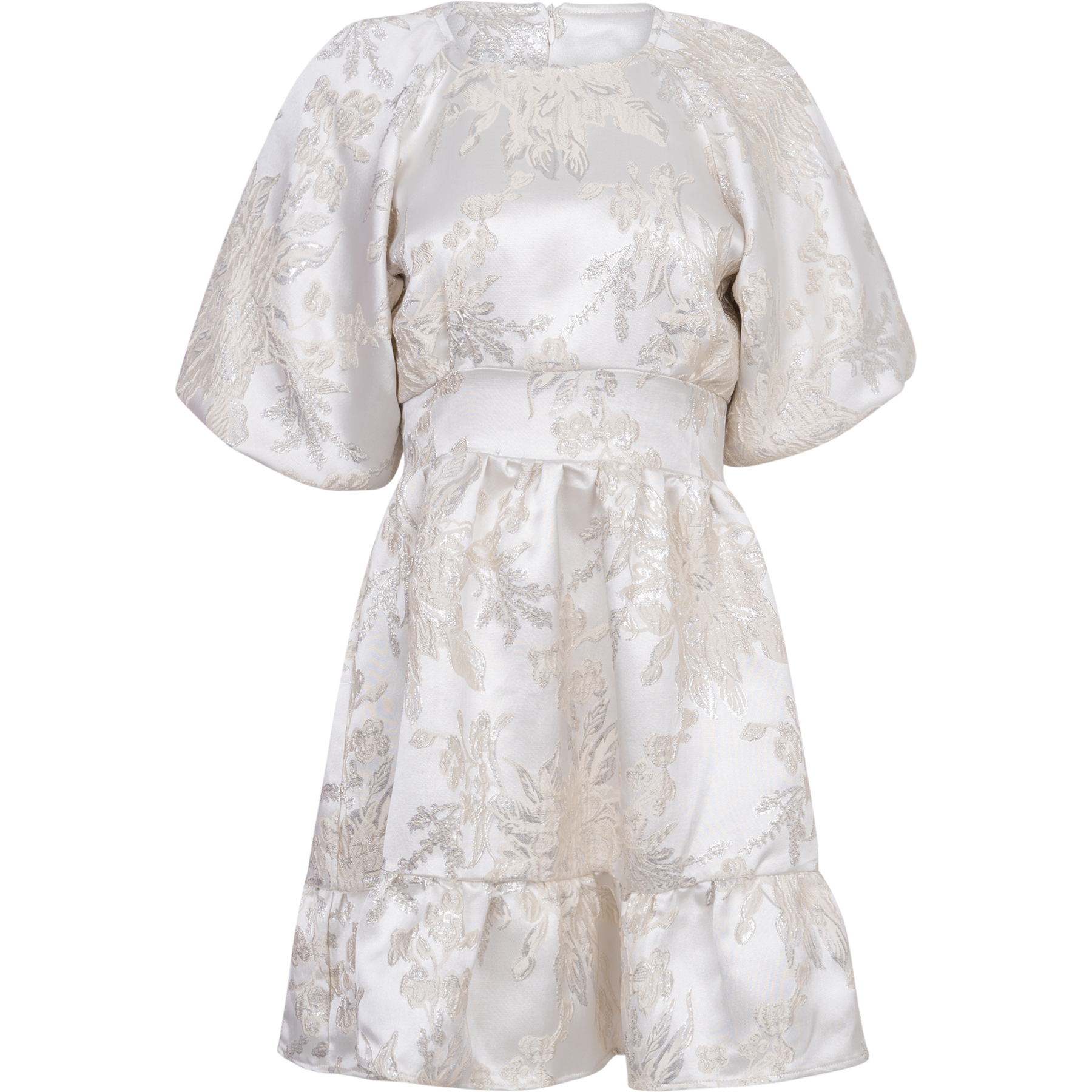 Svanhild Brocade Dress - White Silver