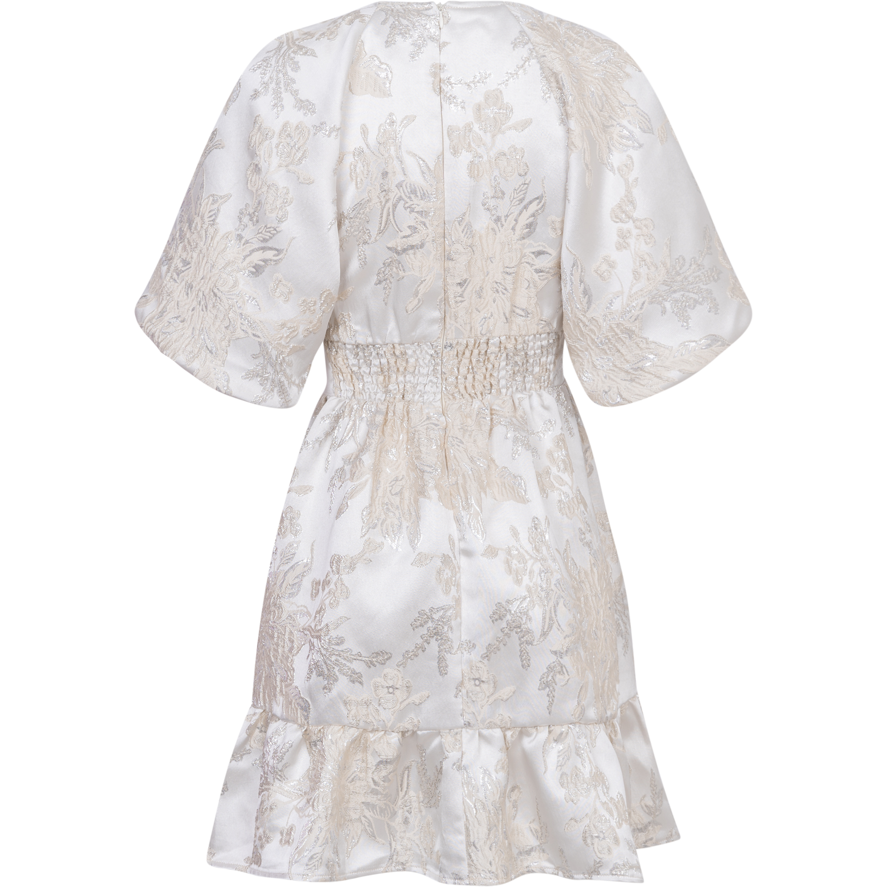 Svanhild Brocade Dress - White Silver
