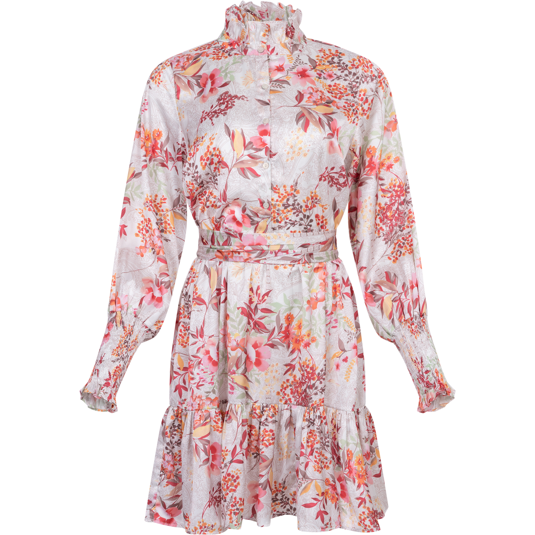 Saga Wide Dress - White Exotic Garden