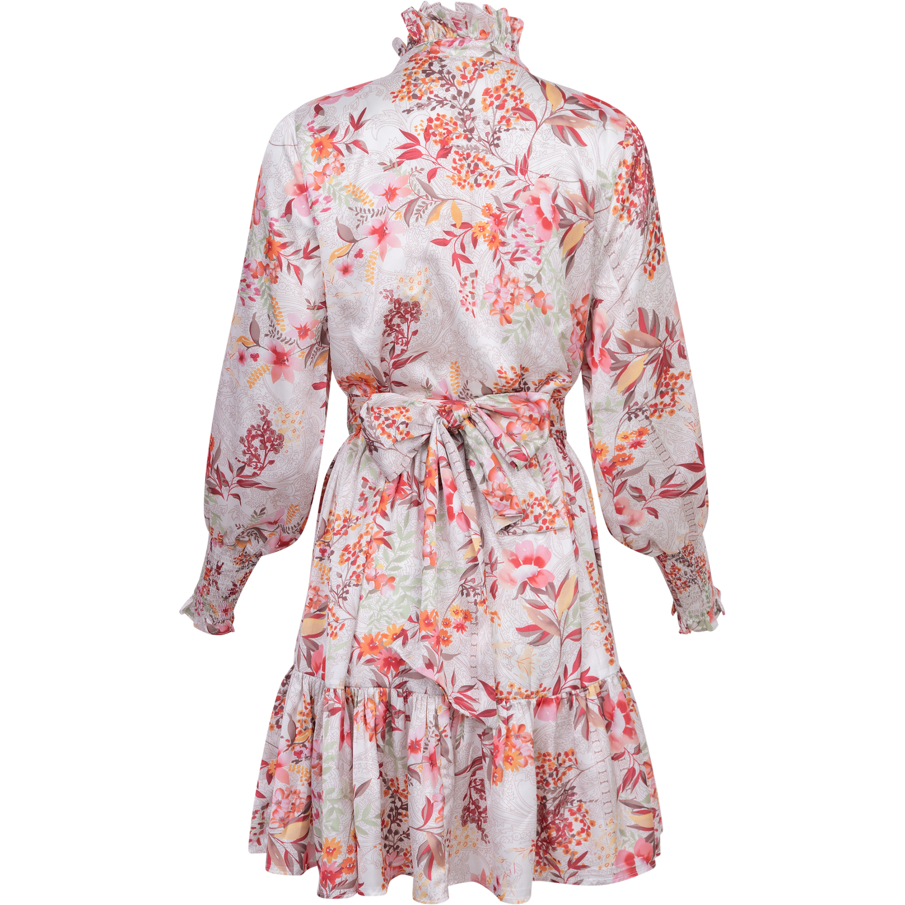 Saga Wide Dress - White Exotic Garden