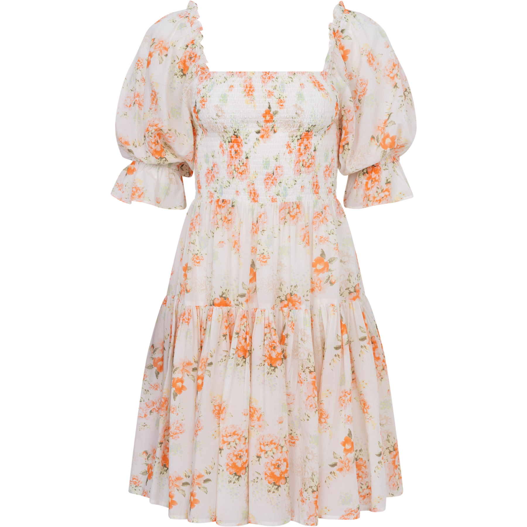 Dagna Voile Dress - White Orange Blossom