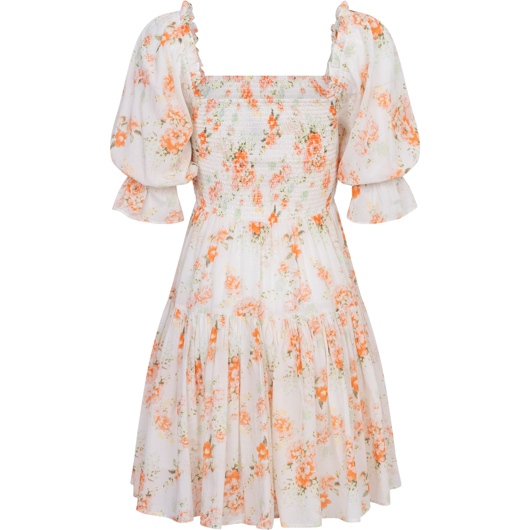 Dagna Voile Dress - White Orange Blossom