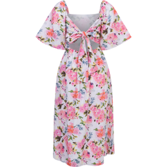 Eva Linen Midi Dress - Pink Peony