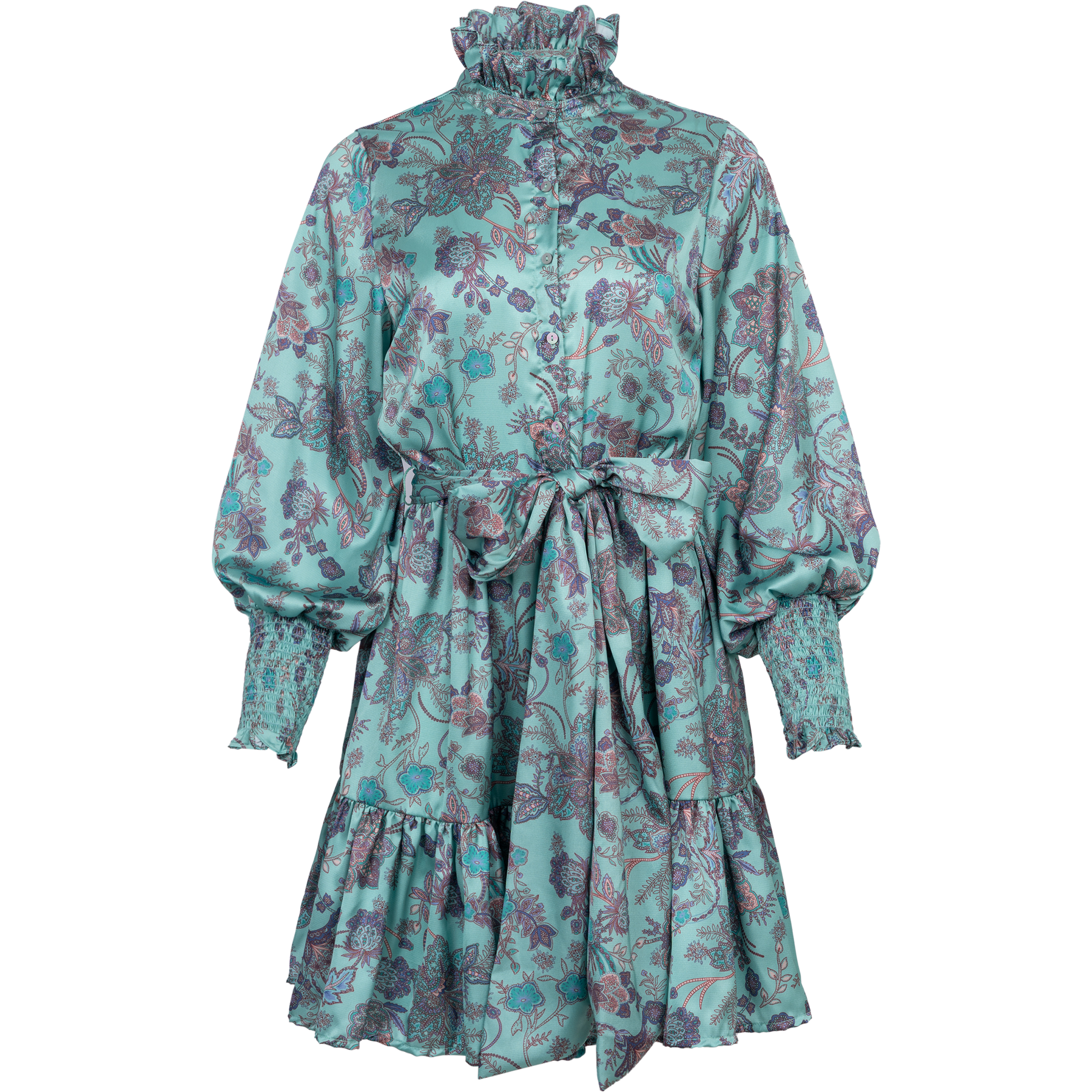 Saga Wide Dress - Green Paisley