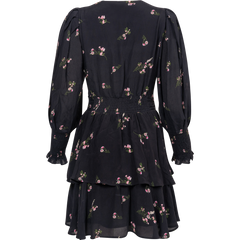 Jade Crepe Dress - Navy Small Flower