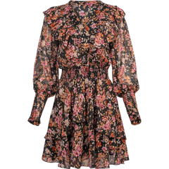 Frøya Short Golden Flower Dress - Black