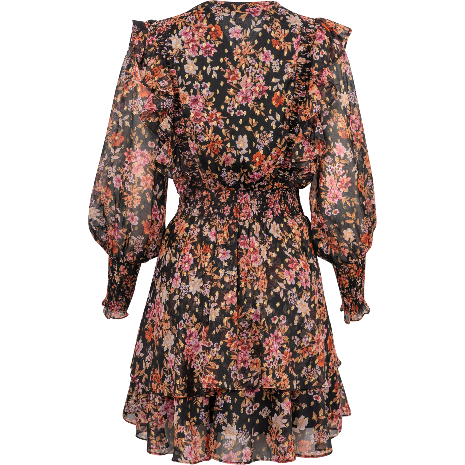 Frøya Short Golden Flower Dress - Black