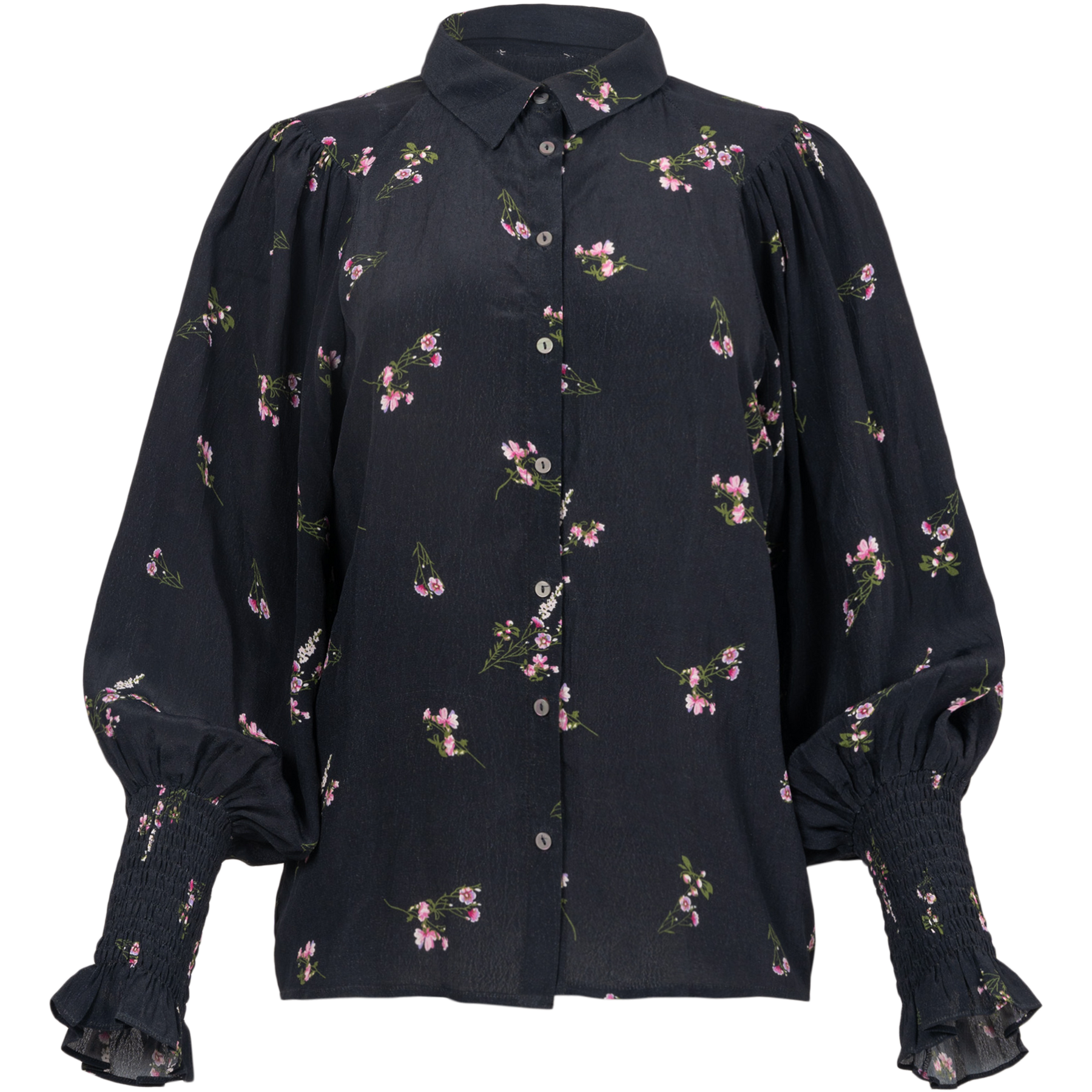 Sibba Crepe Blouse - Navy Small Flower