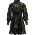 Saga Velvet Flower Dress - Green Winter Velvet
