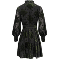 Saga Velvet Flower Dress - Green Winter Velvet