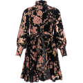 Saga Wide Velvet Dress - Black Pink Velvet