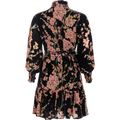 Saga Wide Velvet Dress - Black Pink Velvet