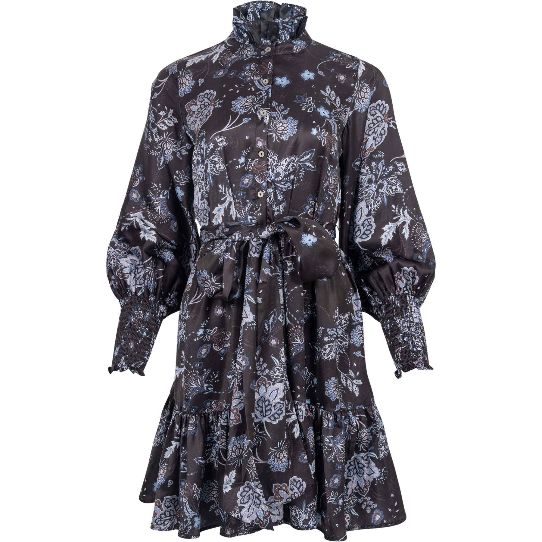 Saga Wide Dress - Dark Blue Paisley
