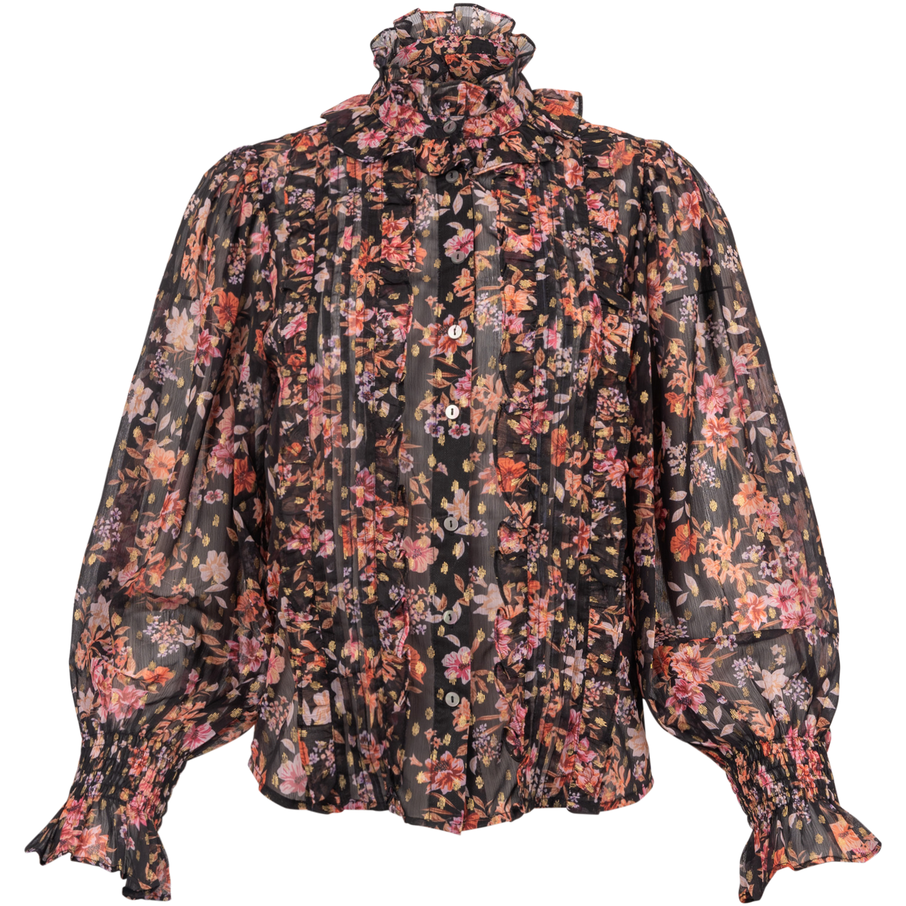 Ynina Golden Flower Blouse - Black