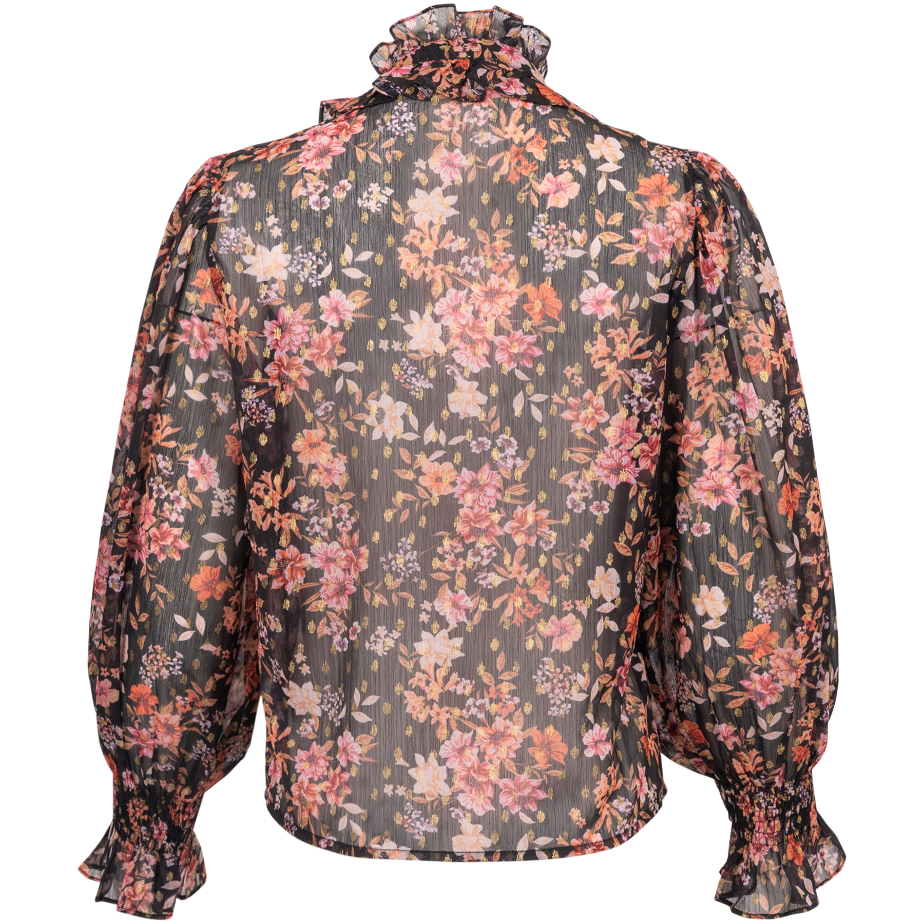 Ynina Golden Flower Blouse - Black
