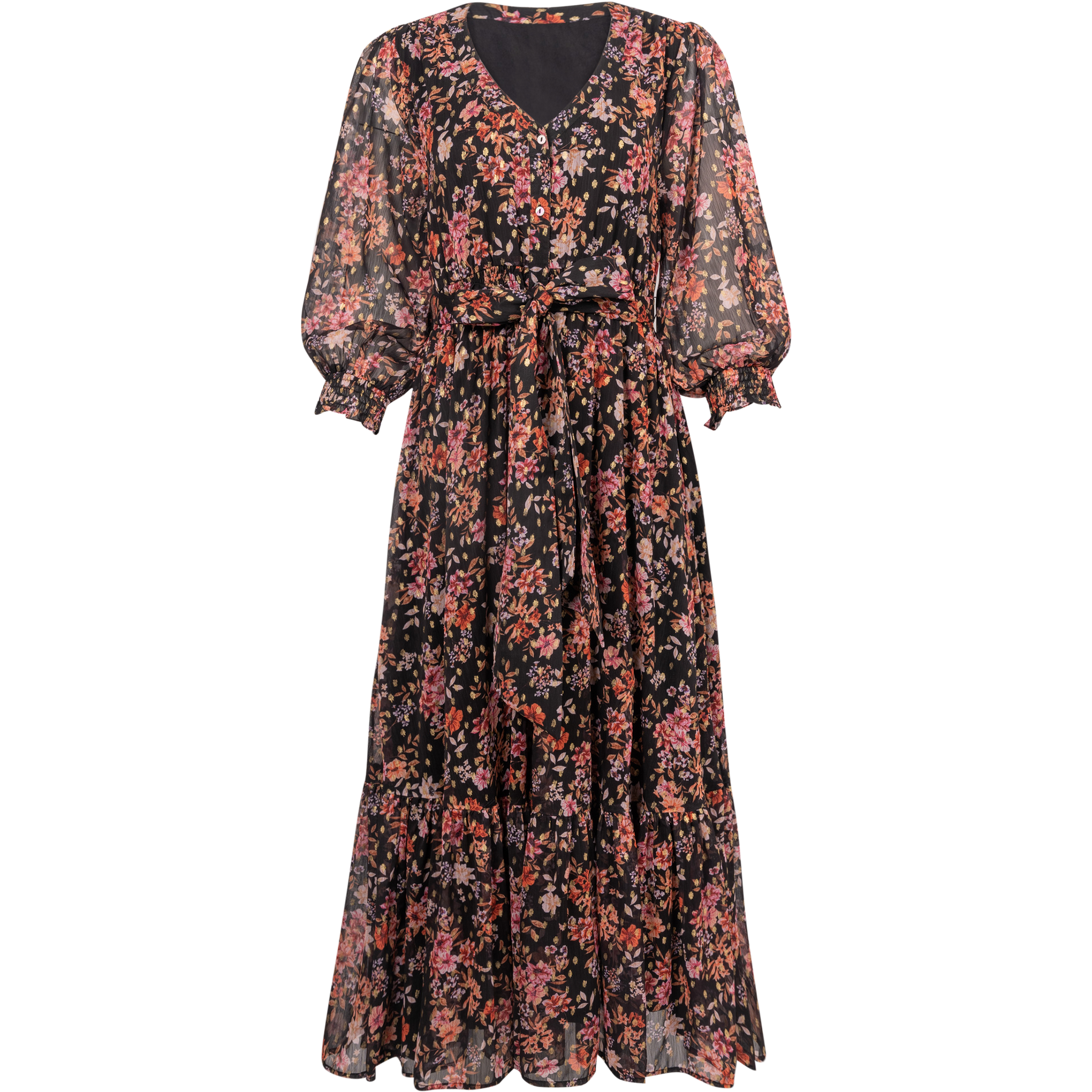 Gyri Golden Flower Dress - Black