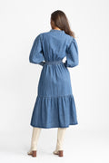 Evina Denim Midi Dress - Blue