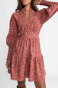 Evina Cord Print Dress - Pink