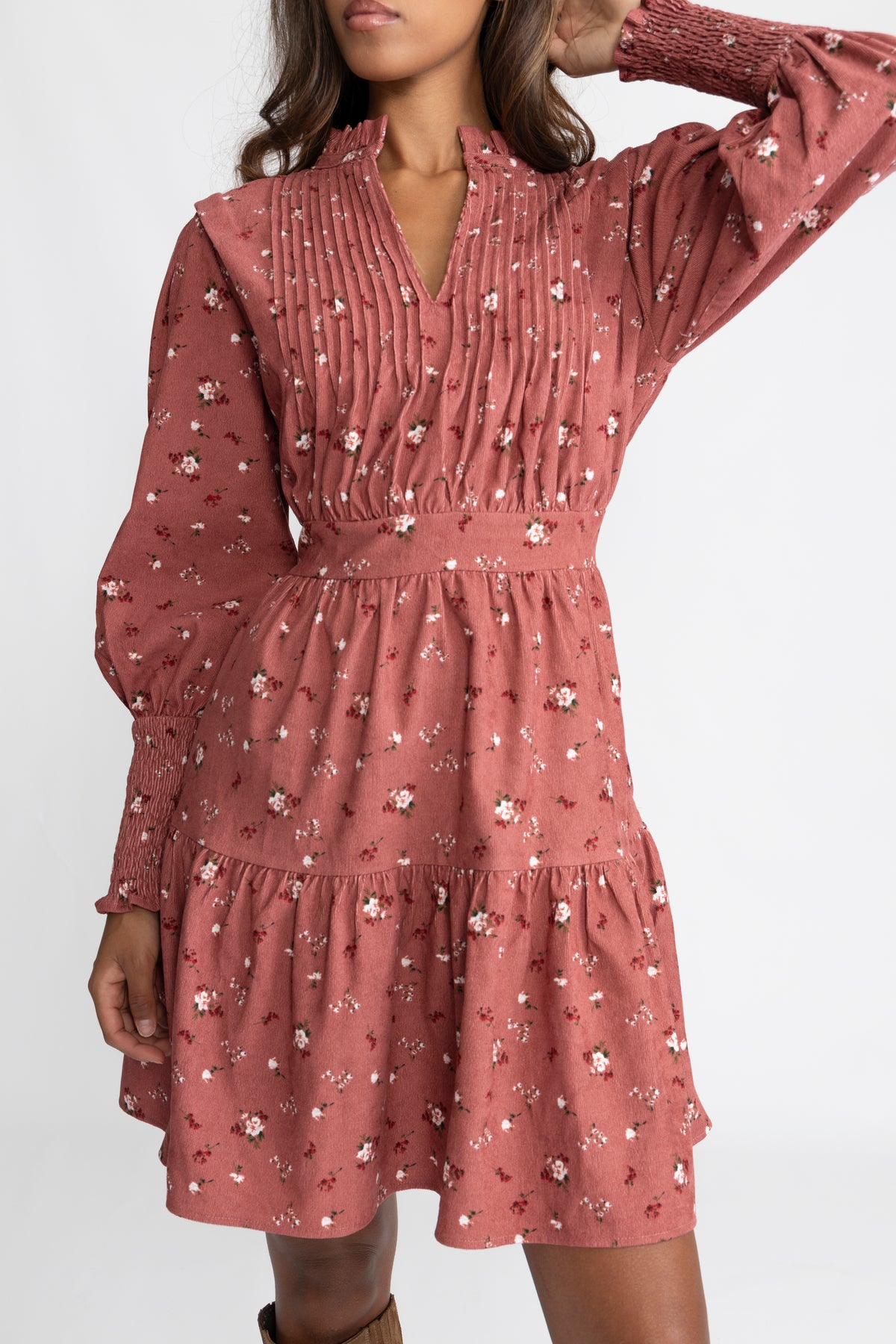 Evina Cord Print Dress - Pink