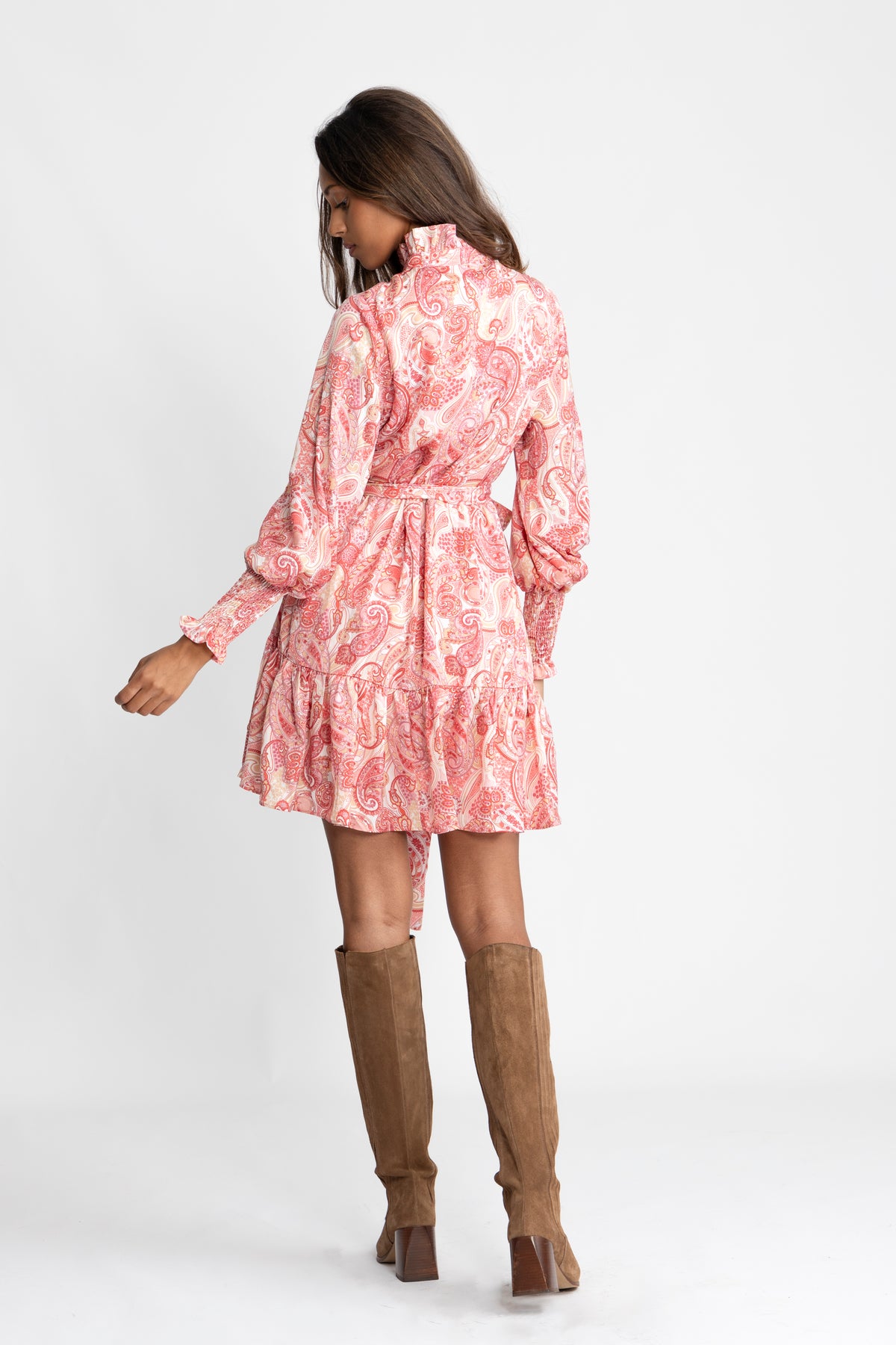 Saga Wide Dress - Coral Paisley