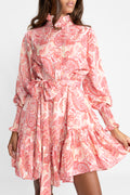 Saga Wide Dress - Coral Paisley