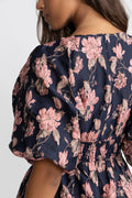 Svanhild Brocade Dress - Navy Flower