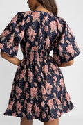 Svanhild Brocade Dress - Navy Flower