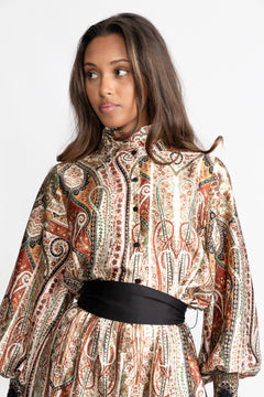 Saga Wide Paisley Dress - Black