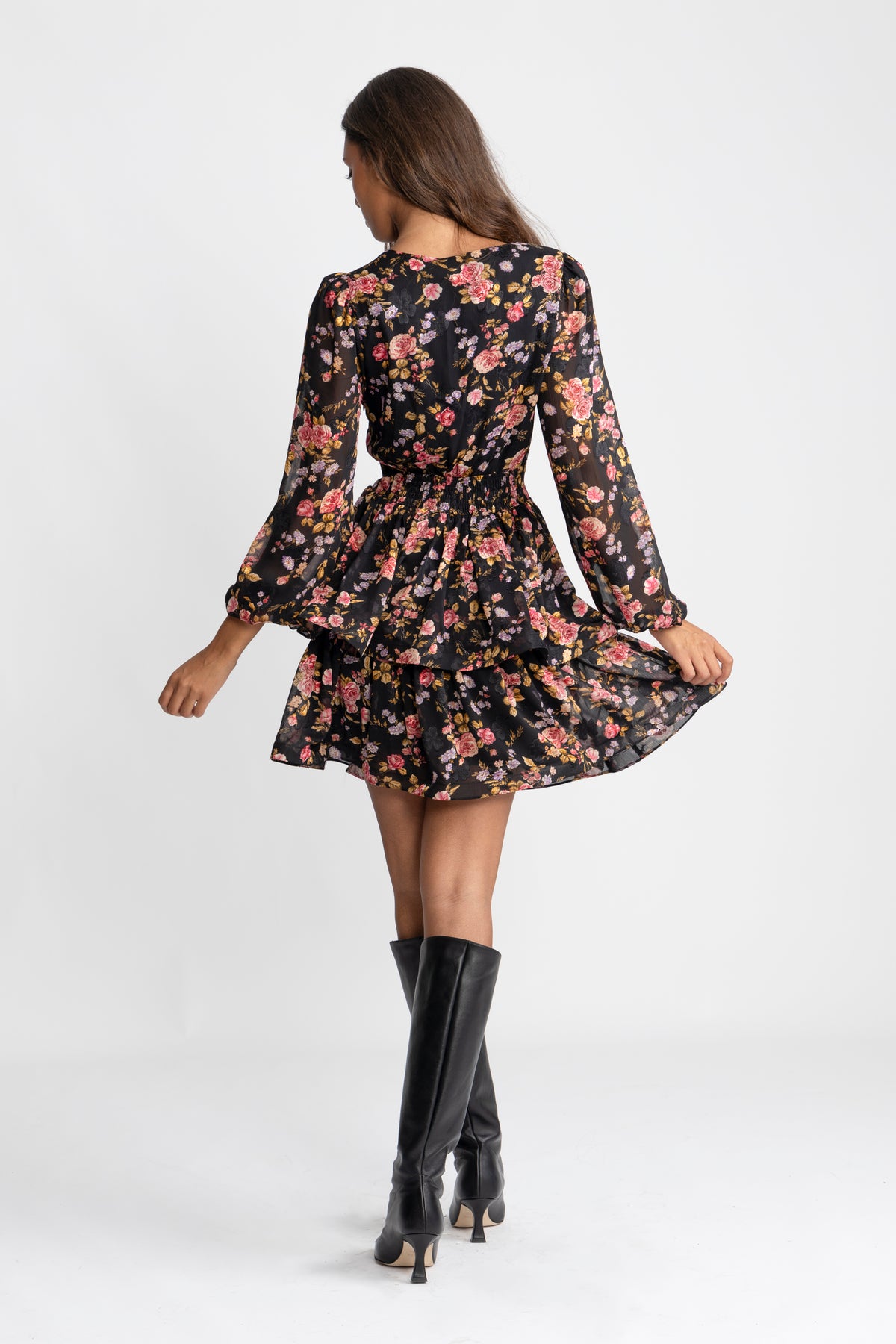 Jade Wave Dress - Black Pink