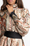 Saga Wide Paisley Dress - Black